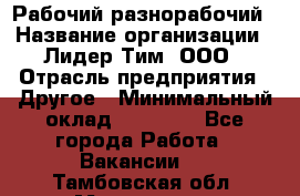 Рабочий-разнорабочий › Название организации ­ Лидер Тим, ООО › Отрасль предприятия ­ Другое › Минимальный оклад ­ 14 000 - Все города Работа » Вакансии   . Тамбовская обл.,Моршанск г.